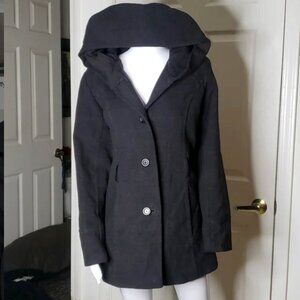 Croft & Barrow Dark Gray Hooded Peacoat Size Medium